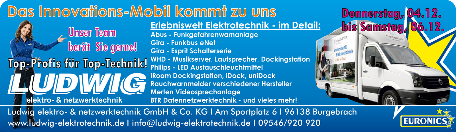Ludwig Elektrotechnik: Anzeige Innovationsmobil 2014